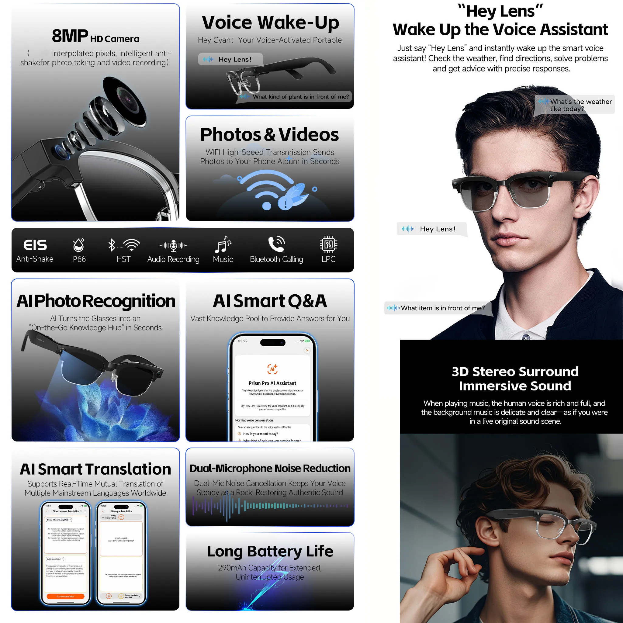 Gafas Inteligentes con IA, Len - Audio Music Arabic reseña y precio